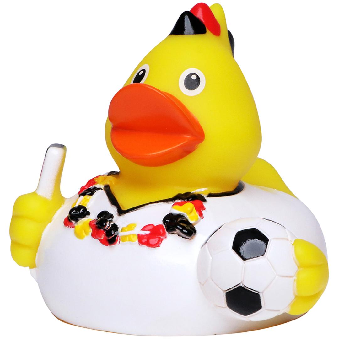 M131127 Schwarz/rot/gelb - Quietsche-Ente Fußballfan - mbw